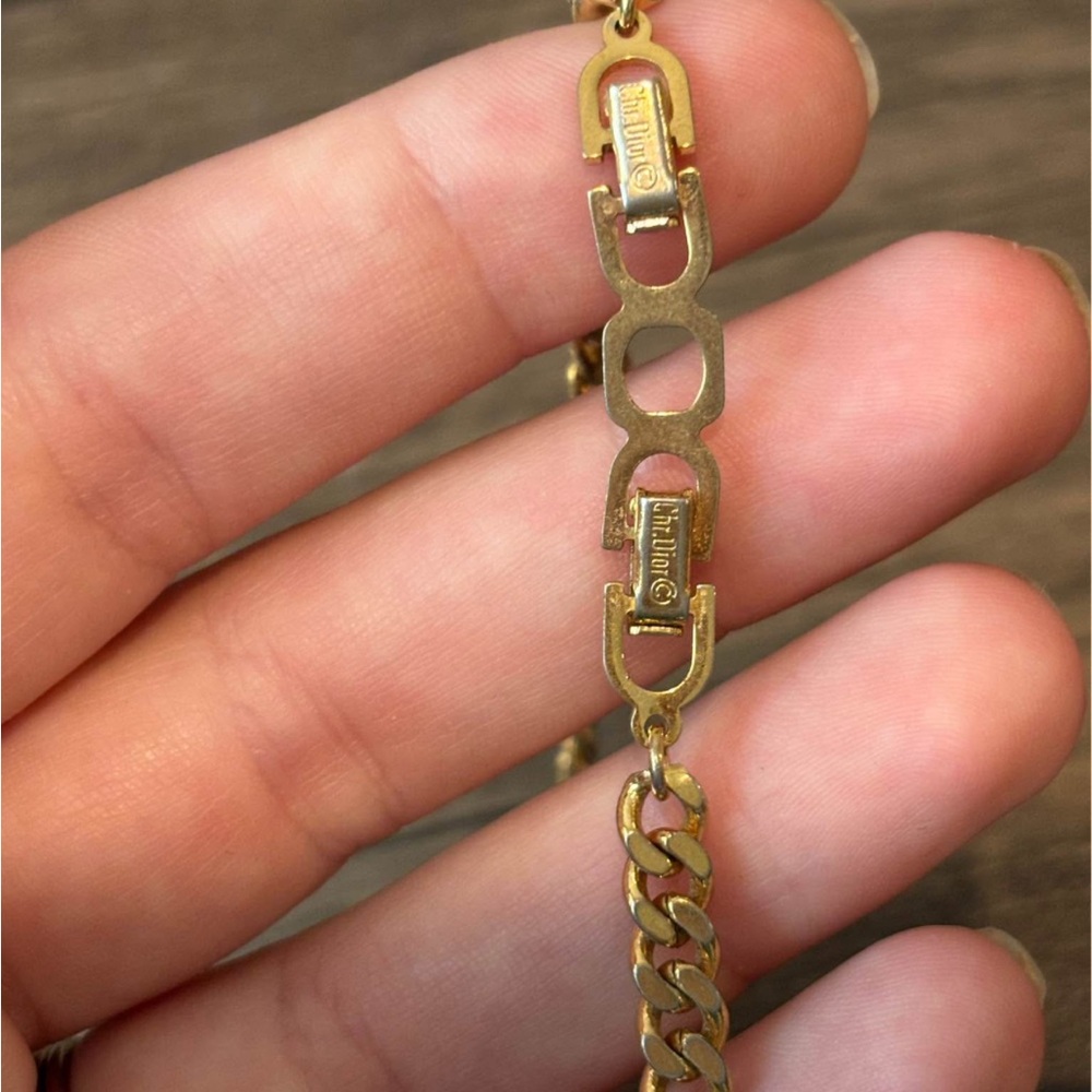 Christian Dior Women’s Rhinestone Crystal Gold Tone Chain Necklace Authentic - Picture 5 of 5
